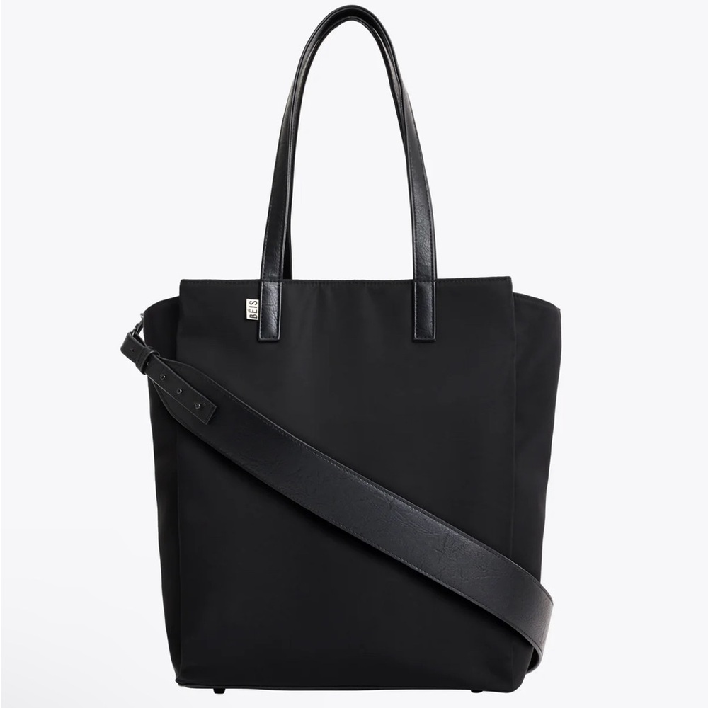 BEIS Black Nylon Laptop Tote with Adjustable Strap